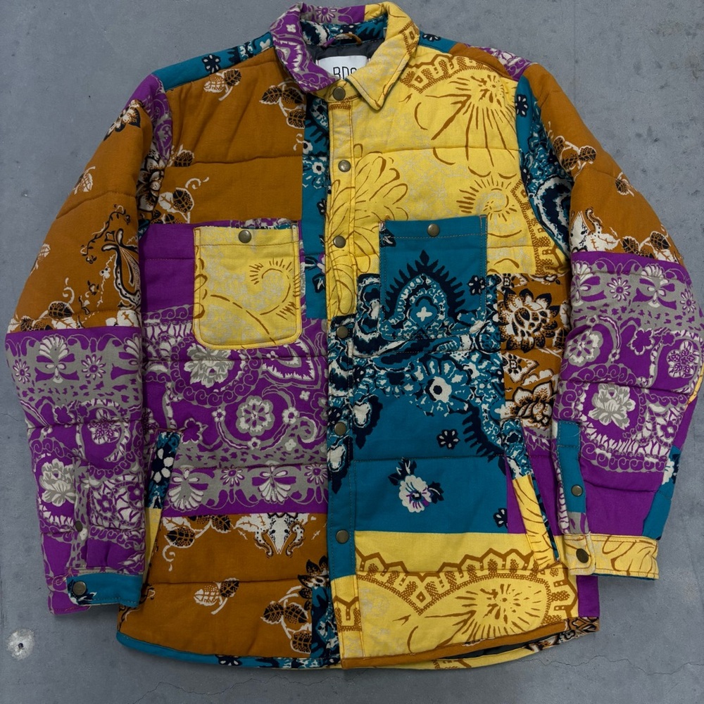 BDG Urban Outfitter’s Pattern Quilted Shirt Jacket Men’s Small Multicolor